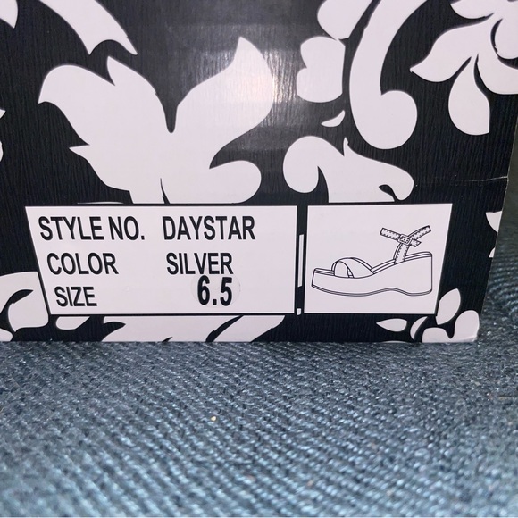 Silver Platform Wedge Sandals - Picture 8 of 8